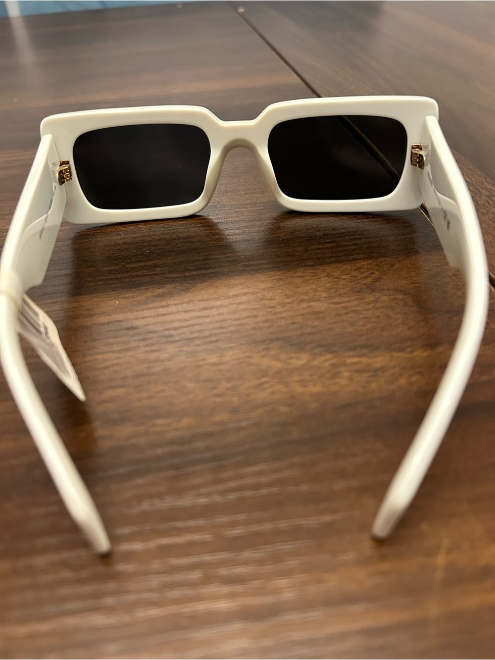 Prada White Rectangular Chunky Sunglasses with Black Lenses - Picture 2 of 7